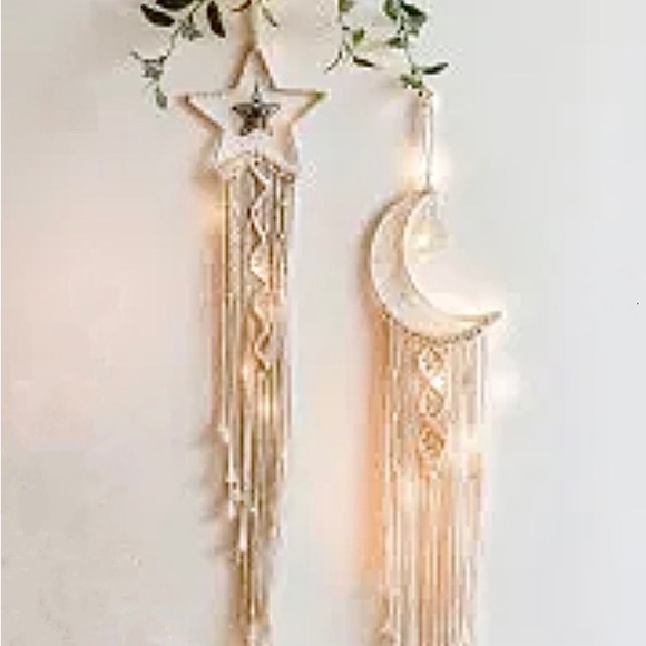 Boho, Handmade, macramé 🌙 /🦉or ⭐️ dream catcher with ✨mini fairy lights✨ incl. - Picture 4 of 8
